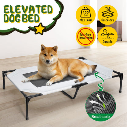 Raised Dog Bed Large Elevated Pet Bed Scratch and Moisture Resistant Breathable Kennel with Non-Slip Feet Indoor Outdoor for All Seasons Max Load 100kg - Image 2