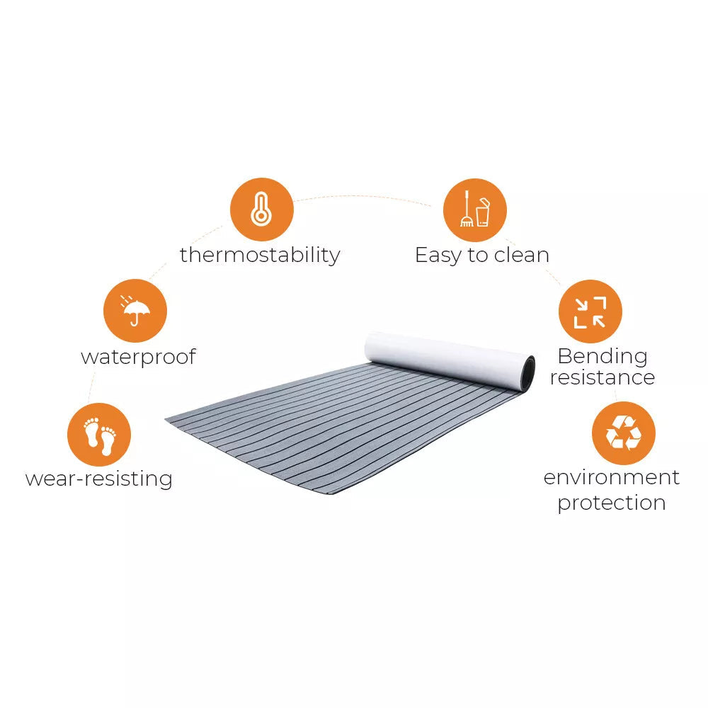 EVA Boat Flooring Mat Foam Boat Decking Faux Teak Marine Mat Boat Carpet Sea Deck Marine Flooring for Motorboat RV Yacht Kayak Surfboard 240cmx90cm - Image 4