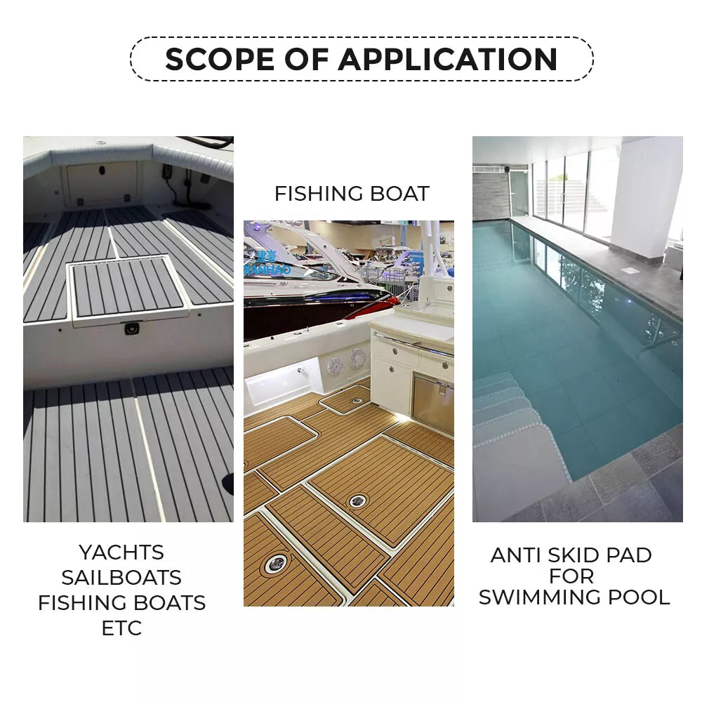 EVA Boat Flooring Mat Foam Boat Decking Faux Teak Marine Mat Boat Carpet Sea Deck Marine Flooring for Motorboat RV Yacht Kayak Surfboard 240cmx90cm - Image 7