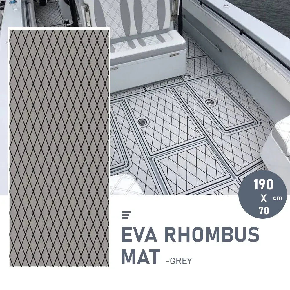 Adhesive Marine Decking EVA Foam Boat Flooring Teak Non-slip Mat Cuttable Deck Mat for Motorboat RV Yacht Kayak Surfboard 190cmx70cm Rhombus Grey - Image 2