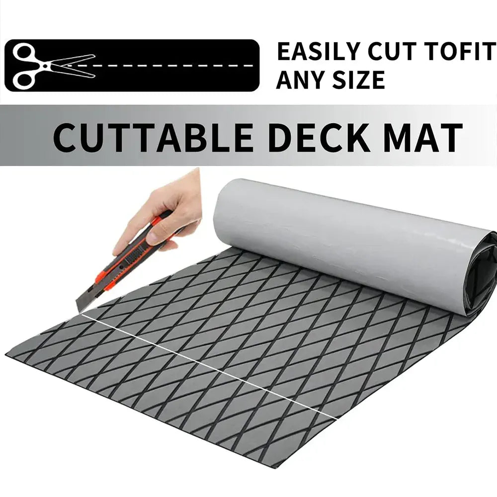 Adhesive Marine Decking EVA Foam Boat Flooring Teak Non-slip Mat Cuttable Deck Mat for Motorboat RV Yacht Kayak Surfboard 190cmx70cm Rhombus Grey - Image 3
