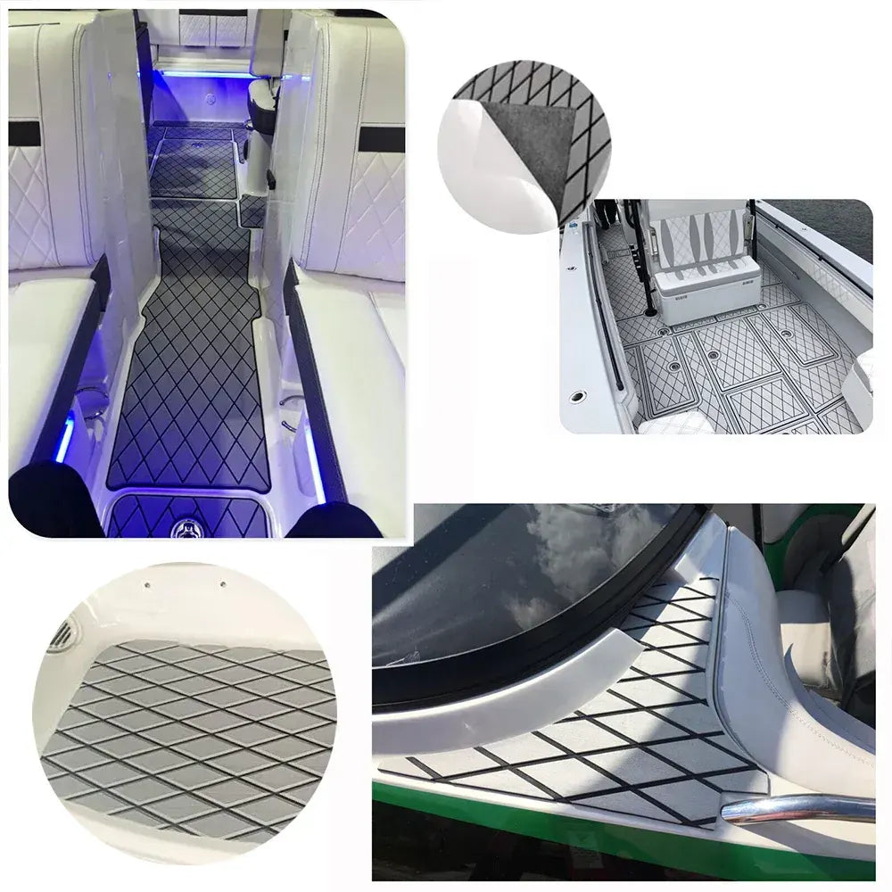 Adhesive Marine Decking EVA Foam Boat Flooring Teak Non-slip Mat Cuttable Deck Mat for Motorboat RV Yacht Kayak Surfboard 190cmx70cm Rhombus Grey - Image 4