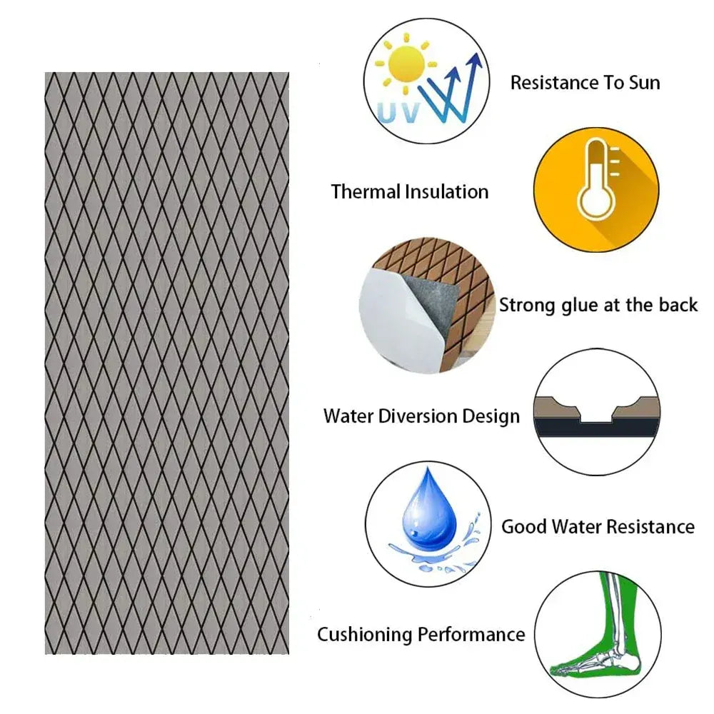 Adhesive Marine Decking EVA Foam Boat Flooring Teak Non-slip Mat Cuttable Deck Mat for Motorboat RV Yacht Kayak Surfboard 190cmx70cm Rhombus Grey - Image 5
