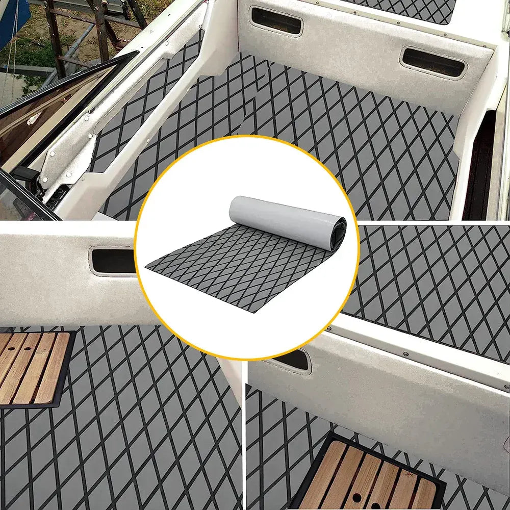 Adhesive Marine Decking EVA Foam Boat Flooring Teak Non-slip Mat Cuttable Deck Mat for Motorboat RV Yacht Kayak Surfboard 190cmx70cm Rhombus Grey - Image 6