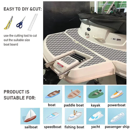 Adhesive Marine Decking EVA Foam Boat Flooring Teak Non-slip Mat Cuttable Deck Mat for Motorboat RV Yacht Kayak Surfboard 190cmx70cm Rhombus Grey - Image 9