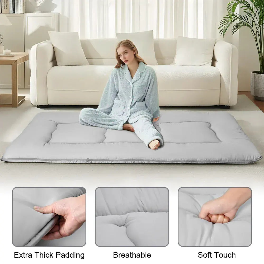Foldable Floor Mattress Roll Up Futon Mattress Thicken Memory Foam for Bedroom Guest Room and Travel Portable Japanese Sleeping Tatami Mat 1x2m Grey - Image 5