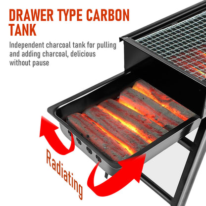 Charcoal BBQ Grill Folding Portable Camping Barbecue Grill Lightweight for Outdoor GrillingCamping Hiking Picnics Tailgating Backpack Party 60x22x37cm - Image 4