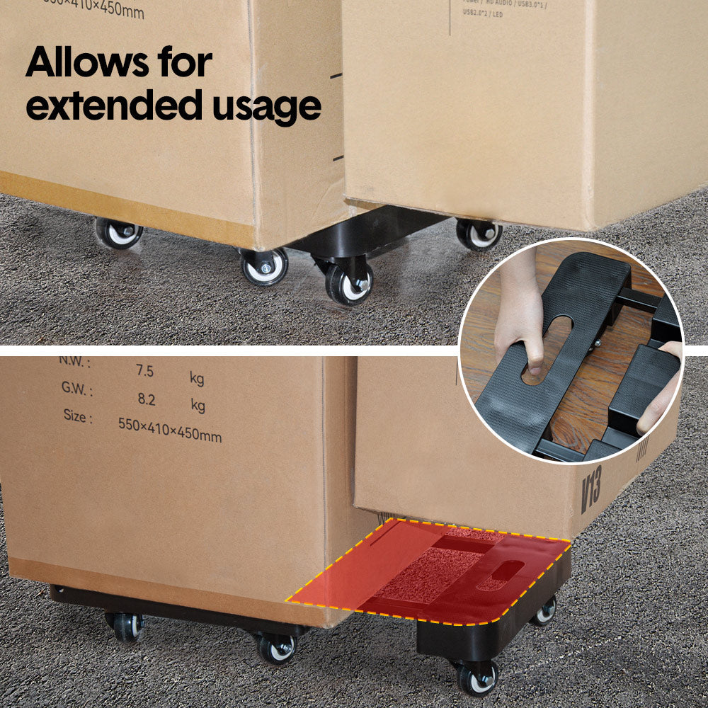 6-Wheel Folding Hand Truck Heavy Duty 227kg Capacity Collapsible Trolley with Elastic Strap Triple-Axle All-Terrain Design Moving RV Camping Warehouse - Image 4