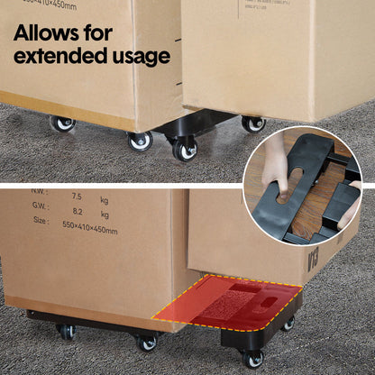 6-Wheel Folding Hand Truck Heavy Duty 227kg Capacity Collapsible Trolley with Elastic Strap Triple-Axle All-Terrain Design Moving RV Camping Warehouse - Image 4