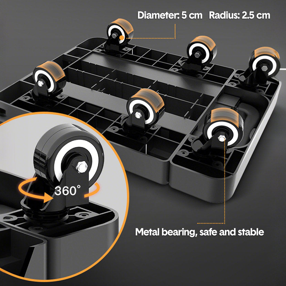 6-Wheel Folding Hand Truck Heavy Duty 227kg Capacity Collapsible Trolley with Elastic Strap Triple-Axle All-Terrain Design Moving RV Camping Warehouse - Image 7