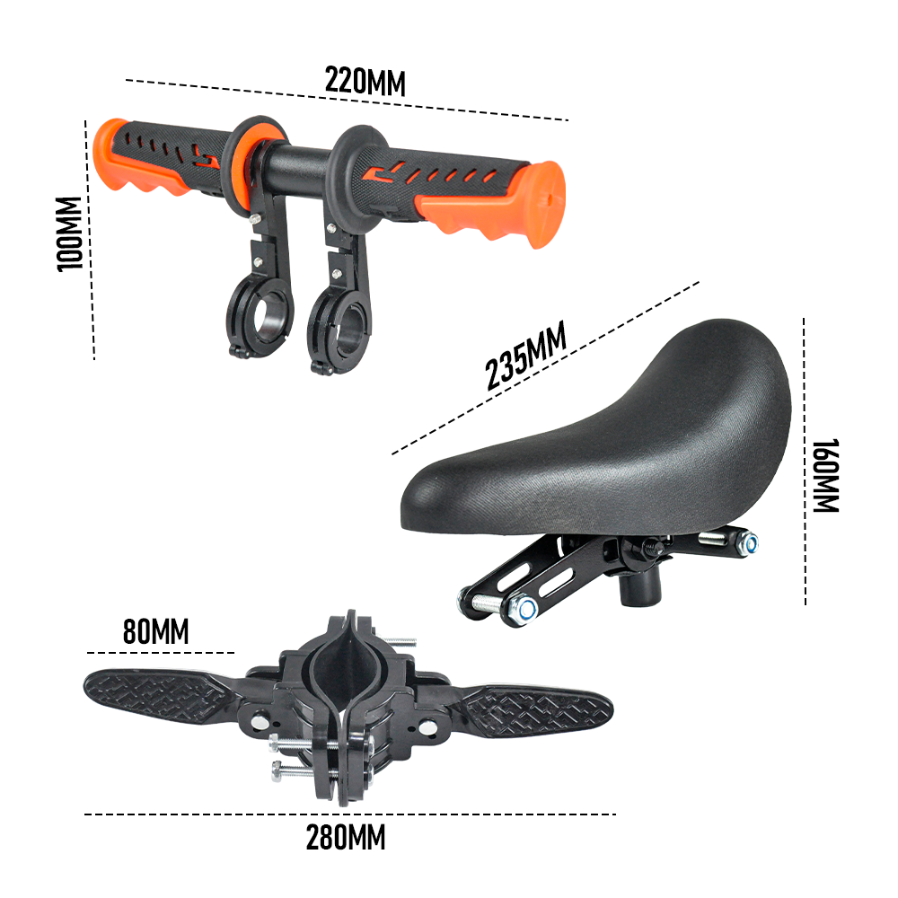 3 In 1 Kids Bike Mounted Front Seat Detachable With Handlebar Foot Pedal Bicycle Seat for Children 1-8 Years Compatible with All Adult Mountain Bikes - Image 8