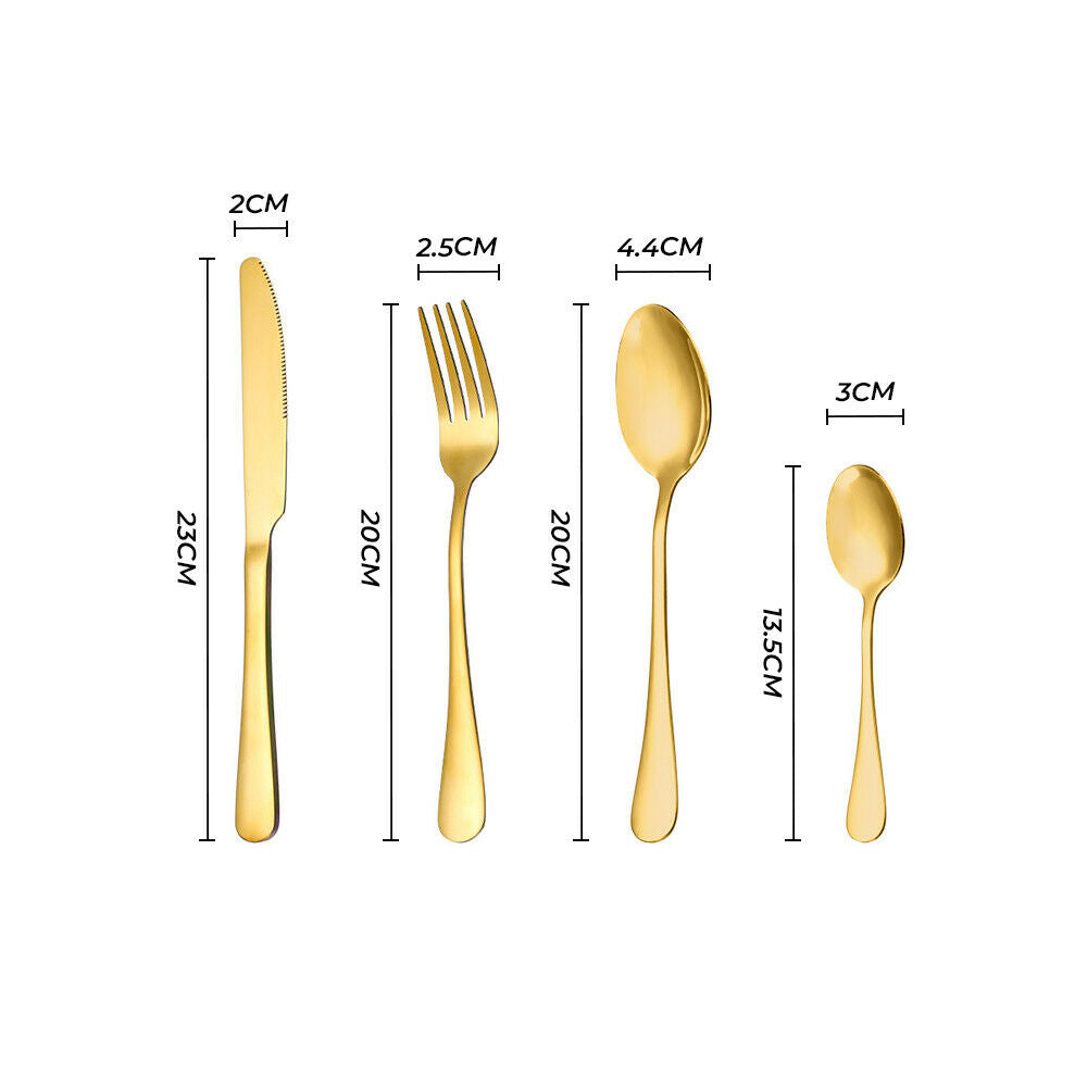 Gold Cutlery Set Kitchen Stainless Steel Fork Knife Spoon Flatware Cutlery Gift For Party Restaurant Dishwasher Safe 24pcs with Carry Box - Image 8