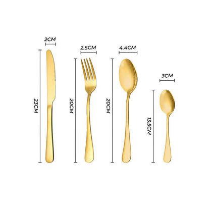 Gold Cutlery Set Kitchen Stainless Steel Fork Knife Spoon Flatware Cutlery Gift For Party Restaurant Dishwasher Safe 24pcs with Carry Box - Image 8