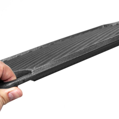 Reversible Cast Iron Griddle Rectangular BBQ Plate 43x24cm Double-Sided Flat Top Griddle Pan and Grooved Grill for Gas Stovetop Oven and Open Fire Black - Image 3