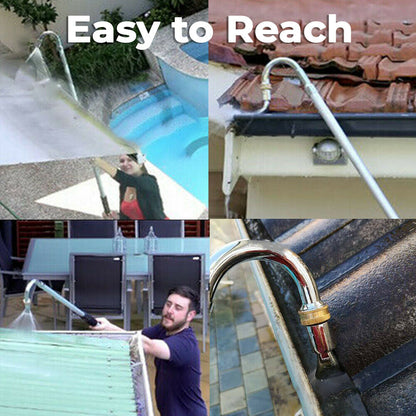 Stainless Steel Pressure Washer Gutter Cleaner Aluminium Alloy Water Fed Pole for Gutter Cleaning 180 Rotatable Nozzle Max 1.75m With Curved End - Image 3