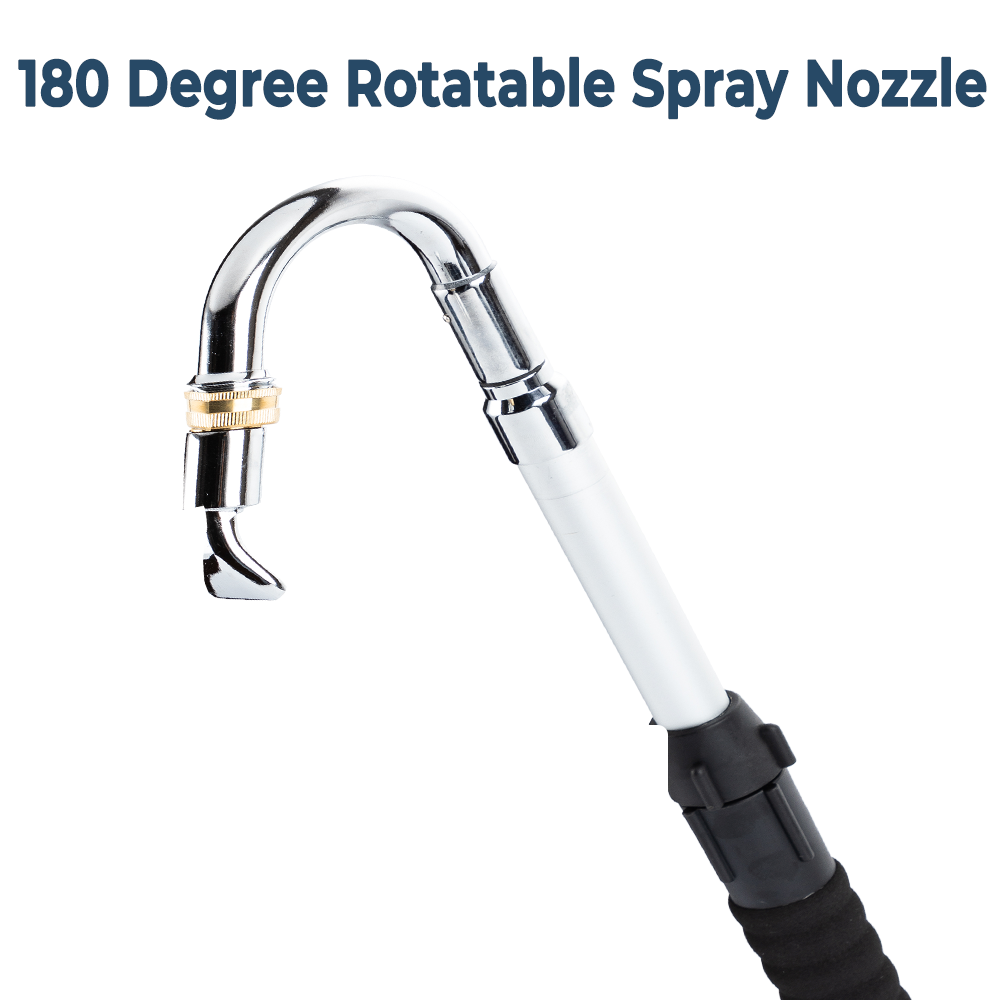Stainless Steel Pressure Washer Gutter Cleaner Aluminium Alloy Water Fed Pole for Gutter Cleaning 180 Rotatable Nozzle Max 1.75m With Curved End - Image 4