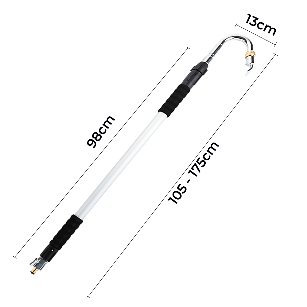 Stainless Steel Pressure Washer Gutter Cleaner Aluminium Alloy Water Fed Pole for Gutter Cleaning 180 Rotatable Nozzle Max 1.75m With Curved End - Image 8