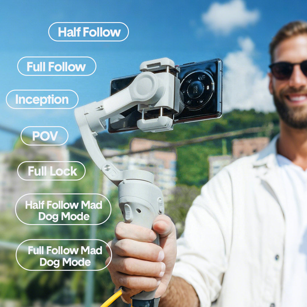 Portable Mobile Intelligent Gimbal 3 Axis Handheld Foldable and Rechargeable Smartphone Stabilizer 8 Modes with Tripod for Video Recording Face Tracking - Image 3