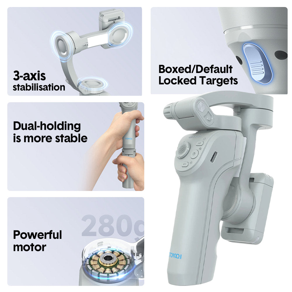 Portable Mobile Intelligent Gimbal 3 Axis Handheld Foldable and Rechargeable Smartphone Stabilizer 8 Modes with Tripod for Video Recording Face Tracking - Image 4