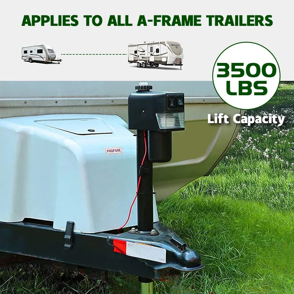 Electric A Frame Trailer Jack LED Light Power Tongue Jack Weight Capacity 3500 lbs 9Inch to 32Inch with Manual Crank Handle for RV Trailer Camper - Image 3