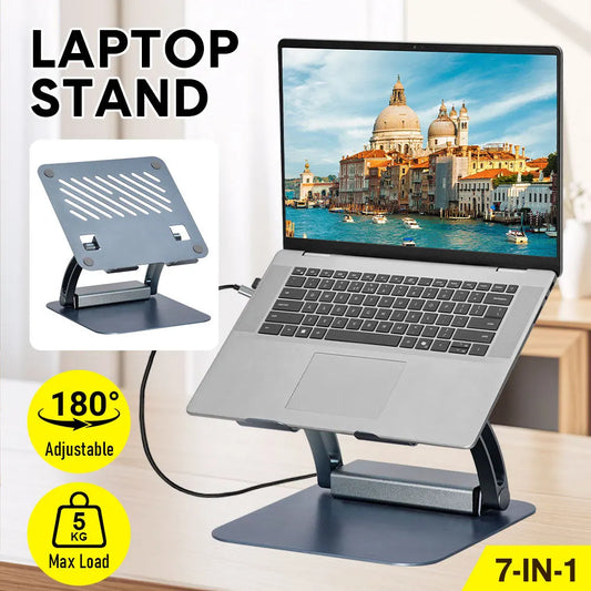 7-in-1 Laptop Stand Docking Station Ergonomic Laptop Riser 360 Rotatable - PD Charging HDMI USB-C and USB-A 3.0 Ports for MacBook M1/M2/M3 HP ASUS DELL - Image 3
