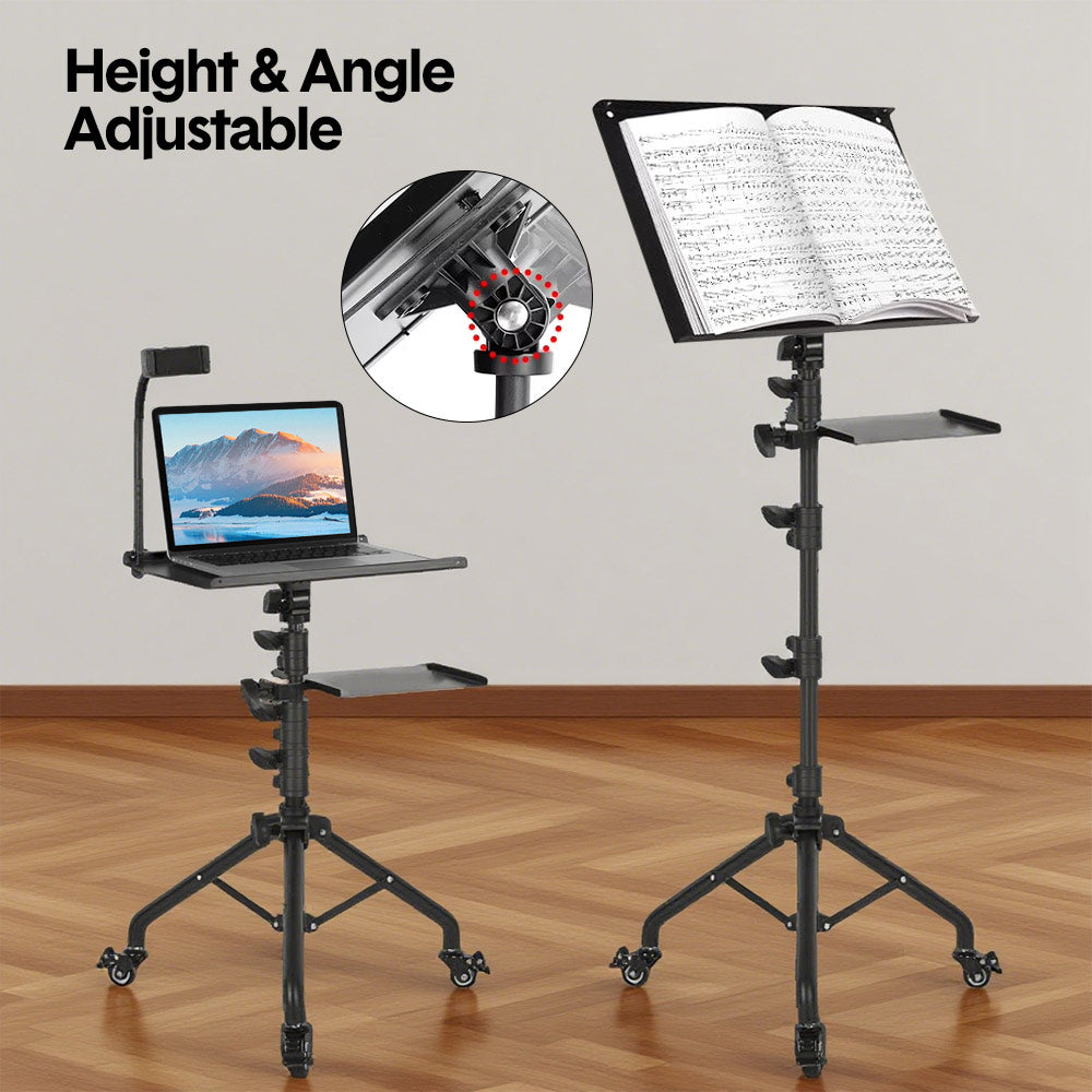 Mobile Laptop Tripod Stand 11-16 Inch on Wheels 82-170cm Height Adjustable Projector Stand Portable Stand with Gooseneck Phone Holder for Home Office - Image 5