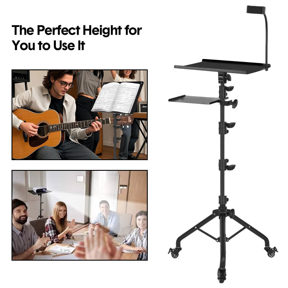 Mobile Laptop Tripod Stand 11-16 Inch on Wheels 82-170cm Height Adjustable Projector Stand Portable Stand with Gooseneck Phone Holder for Home Office - Image 8