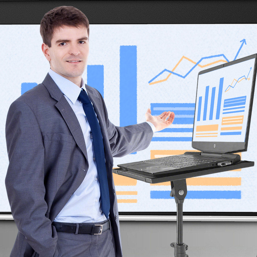 Mobile Laptop Tripod Stand 11-16 Inch on Wheels 82-170cm Height Adjustable Projector Stand Portable Stand with Gooseneck Phone Holder for Home Office - Image 9