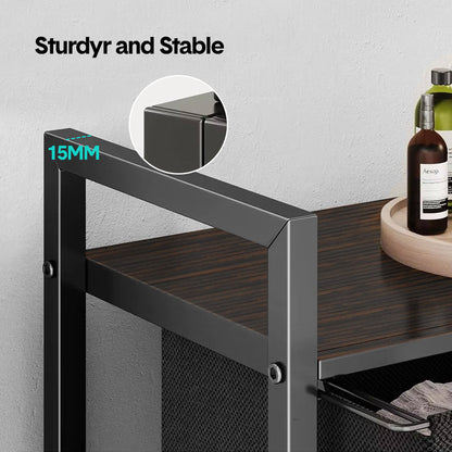 Laundry Hamper Basket Metal Laundry Organizer with MDF Shelf and 2 Waterproof Pull-Out Removable Dirty Clothes Bags for Laundry Room Bedroom Bathroom Dorm - Image 3