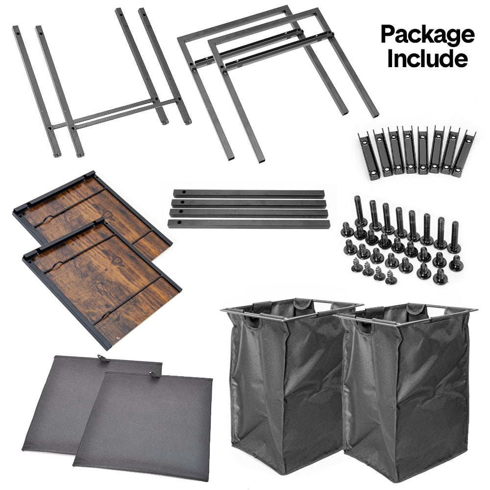 Laundry Hamper Basket Metal Laundry Organizer with MDF Shelf and 2 Waterproof Pull-Out Removable Dirty Clothes Bags for Laundry Room Bedroom Bathroom Dorm - Image 6