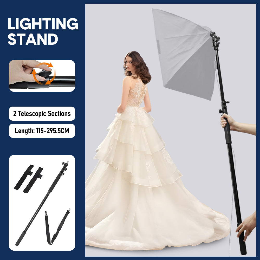 Handheld Boom Pole Stand Light Portable Telescopic Stand Max 3m with Lock and Shoulder Strap For Studio Strobe Light Flash Microphone Speedlight Support - Image 2