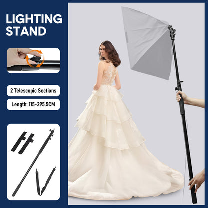Handheld Boom Pole Stand Light Portable Telescopic Stand Max 3m with Lock and Shoulder Strap For Studio Strobe Light Flash Microphone Speedlight Support - Image 2