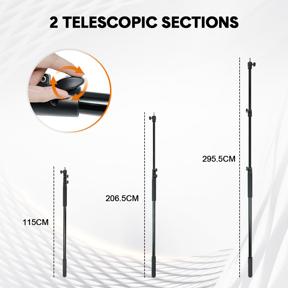 Handheld Boom Pole Stand Light Portable Telescopic Stand Max 3m with Lock and Shoulder Strap For Studio Strobe Light Flash Microphone Speedlight Support - Image 5