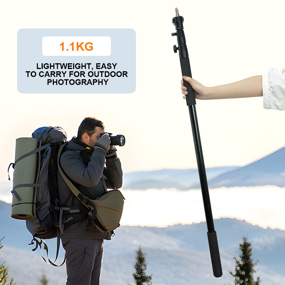 Handheld Boom Pole Stand Light Portable Telescopic Stand Max 3m with Lock and Shoulder Strap For Studio Strobe Light Flash Microphone Speedlight Support - Image 8