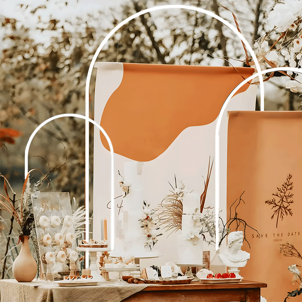 Metal Arch Backdrop White Stand Wedding Arch Stand Set of 3 (6FT/5FT/4FT) Square Arched Frame for Outdoor Birthday Party Ceremony - Image 4