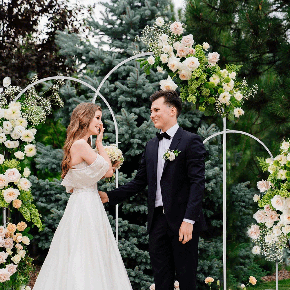 Metal Arch Backdrop White Stand Wedding Arch Stand Set of 3 (6FT/5FT/4FT) Square Arched Frame for Outdoor Birthday Party Ceremony - Image 7