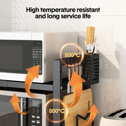 3-Tier Microwave Stand Oven Rack Height Adjustable and Extendable Stainless Steel Kitchen Storage Shelf With 6 Hook Over the Kitchen Counter Max Load 75Kgs - Image 5