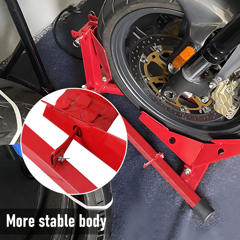 Heavy-Duty Motorcycle Motorbike Front Wheel Chock Lift Stand Vehicle Wheel Chock Clampsfor Trailer Transport 15"-21" Tires Standard Motorcycles - Image 7