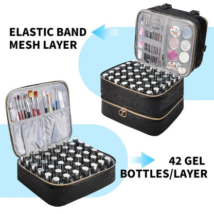 3 Layer Nail Polish Organizer Holds 84 Bottles Detachable and Waterproof Nail Care Storage Box for Lamp and Nail Art Manicure Tools Travel Carrying Case - Image 3