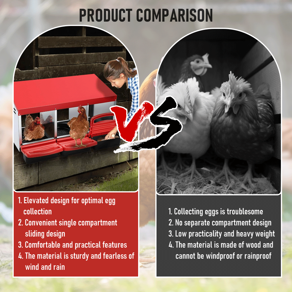 Chicken Hen Coop Hutch Nesting Box 3-Hole Roll Away Metal Design 52x47.5x81cm Durable Indoor Outdoor Laying Box with Easy Access Ventilation - Image 3