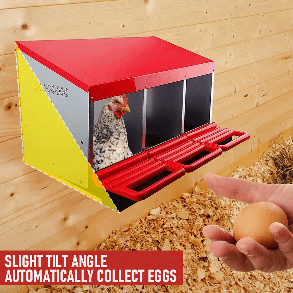 Chicken Hen Coop Hutch Nesting Box 3-Hole Roll Away Metal Design 52x47.5x81cm Durable Indoor Outdoor Laying Box with Easy Access Ventilation - Image 4