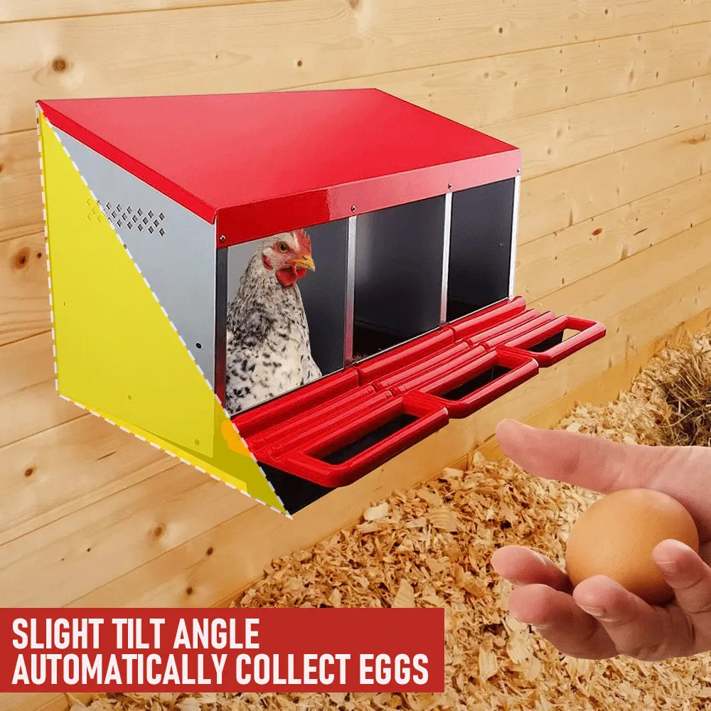 Chicken Hen Coop Hutch Nesting Box 3-Hole Roll Away Metal Design 52x47.5x81cm Durable Indoor Outdoor Laying Box with Easy Access Ventilation - Image 4