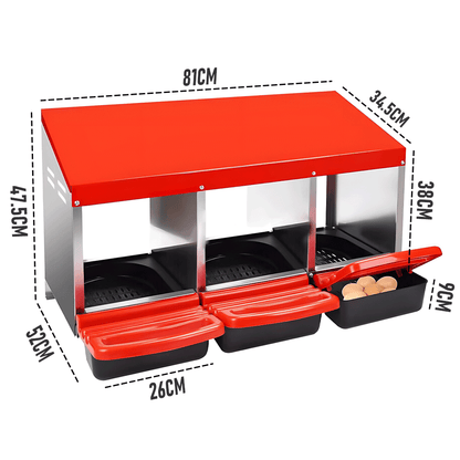 Chicken Hen Coop Hutch Nesting Box 3-Hole Roll Away Metal Design 52x47.5x81cm Durable Indoor Outdoor Laying Box with Easy Access Ventilation - Image 8