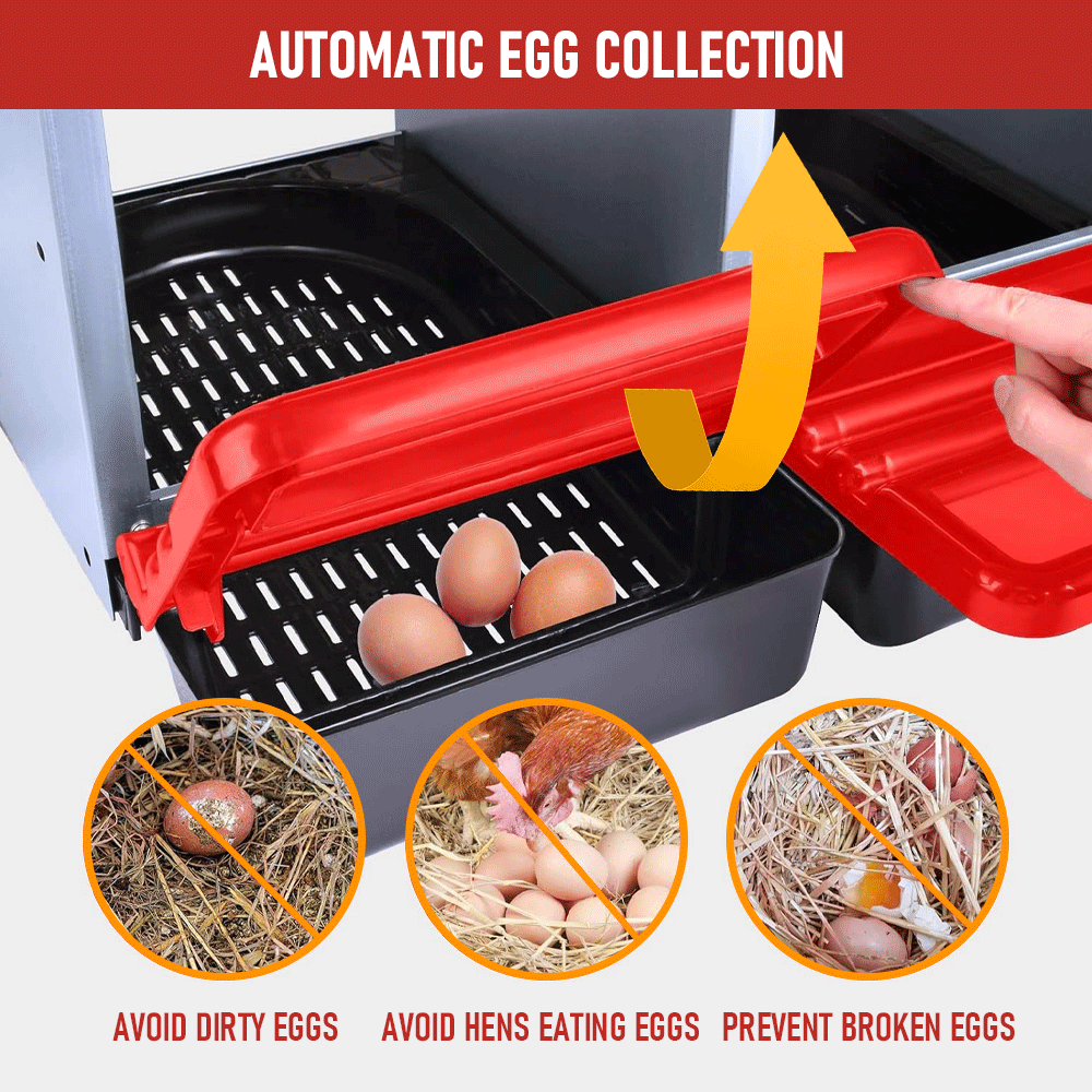 Chicken Hen Coop Hutch Nesting Box 3-Hole Roll Away Metal Design 52x47.5x81cm Durable Indoor Outdoor Laying Box with Easy Access Ventilation - Image 9