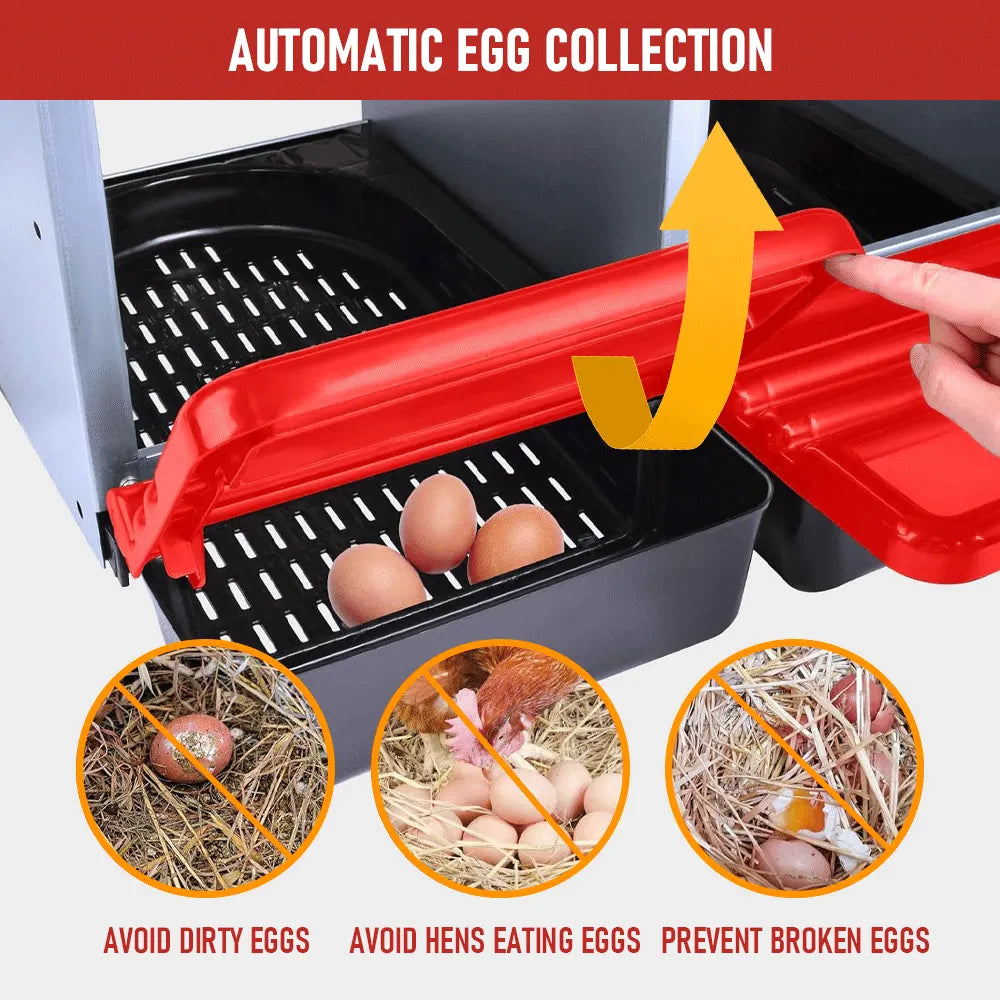 Chicken Hen Coop Hutch Nesting Box 3-Hole Roll Away Metal Design 52x47.5x81cm Durable Indoor Outdoor Laying Box with Easy Access Ventilation - Image 9