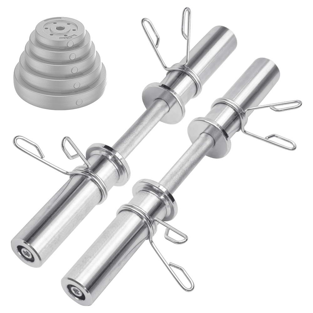 Olympic Barbell Bar 50cm Heavy Duty Dumbbell Handles Pair of Steel 100kg Weight Capacity with Spring Collars for 2" Olympic Weight Plate Strength Training - Image 6