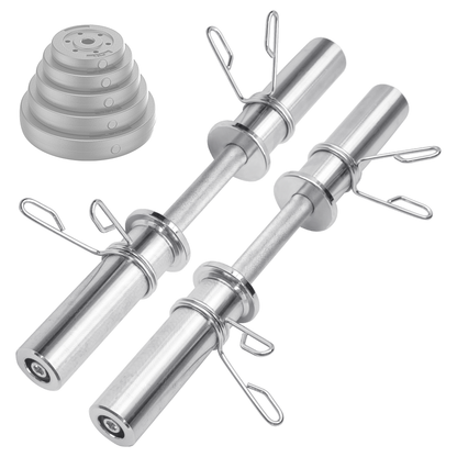 Olympic Barbell Bar 50cm Heavy Duty Dumbbell Handles Pair of Steel 100kg Weight Capacity with Spring Collars for 2" Olympic Weight Plate Strength Training - Image 6