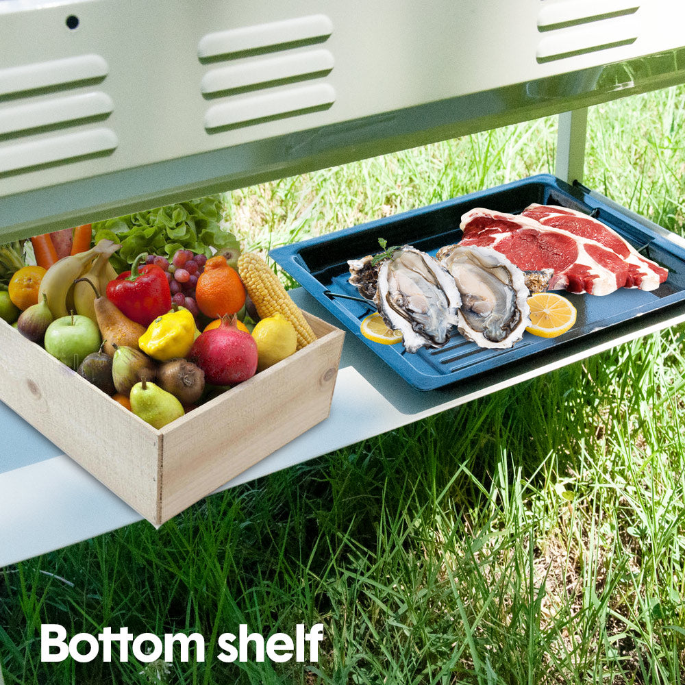 Portable Large Barbecue Charcoal Grill Stove Foldable Kebab Stainless Steel BBQ Grill With 2 Grill Nets 2 Enamel Baking Pans And Tong Outdoor Camping Patio - Image 5
