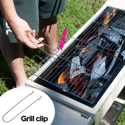 Portable Large Barbecue Charcoal Grill Stove Foldable Kebab Stainless Steel BBQ Grill With 2 Grill Nets 2 Enamel Baking Pans And Tong Outdoor Camping Patio - Image 6