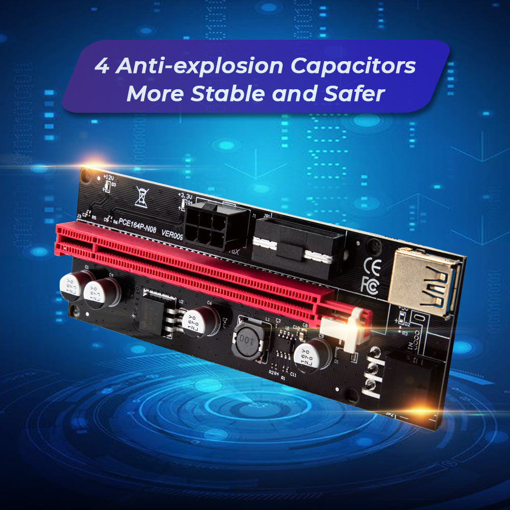 PCIe 1X-16X Riser Extender Kit for Aussie Crypto Miners Gold-Plated Zero Signal Loss 6-Pack Mining Rig with 60cm USB3 Cables Fixed Buckle Stable Power - Image 4
